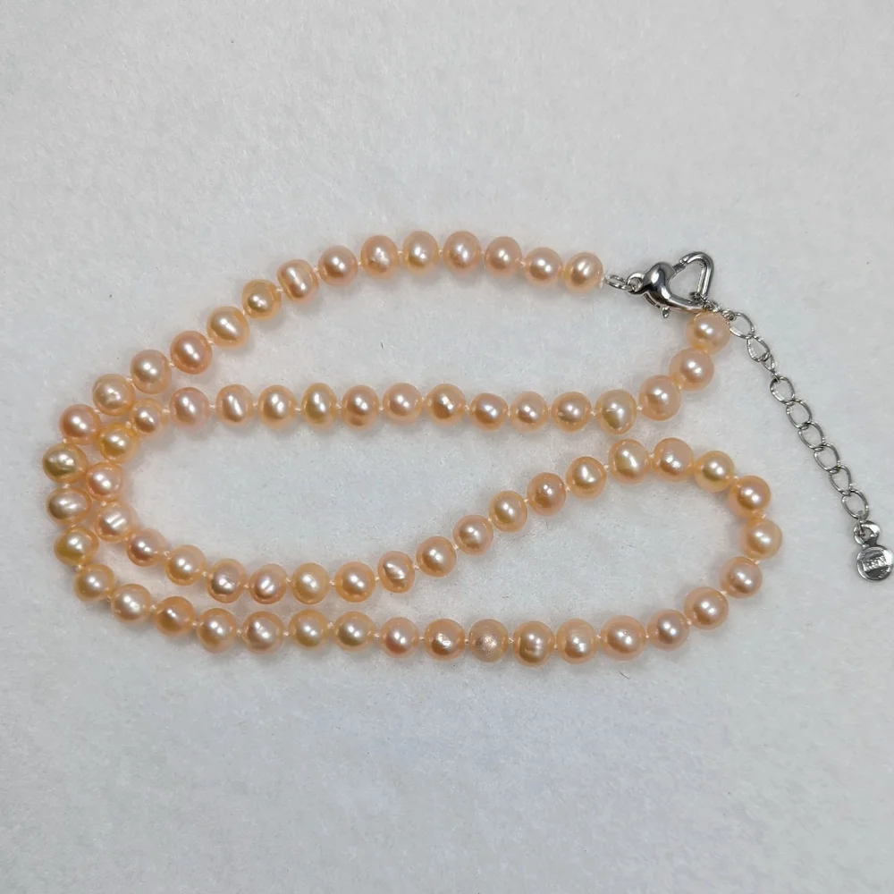 REAL 6-7mm Peach Pearl Necklace - Picture 10 of 10